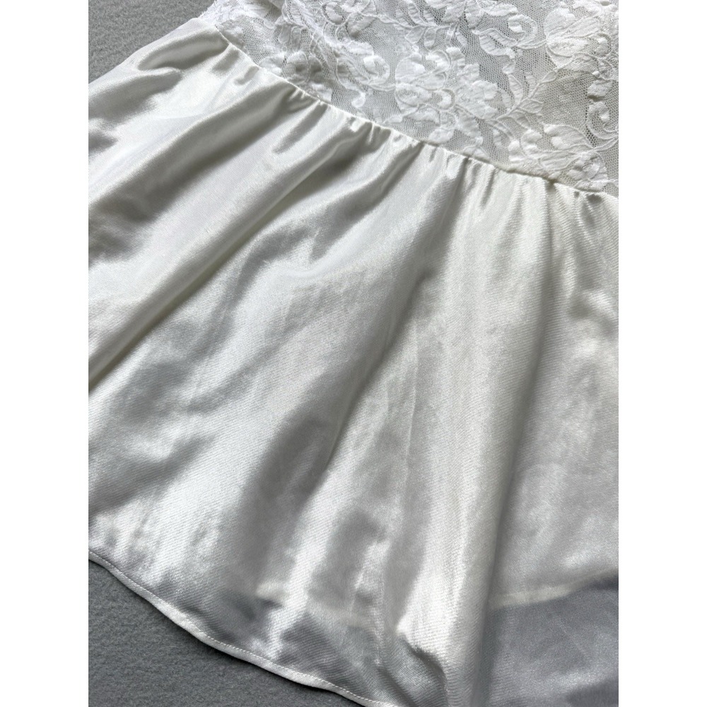 VTG Lace Delicates Coquette White Lace Satin Ballerina Babydoll Slip Lingerie L - Picture 5 of 16